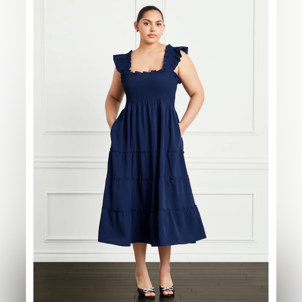 Navy Poplin Ellie nap dress